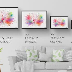 dream watercolour purkinje cells print size comparison