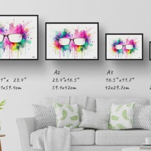 dream watercolour rectangle glasses print size comparison 1