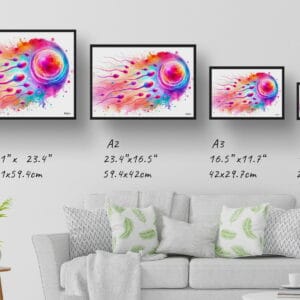 dream watercolour sperm cells print size comparison
