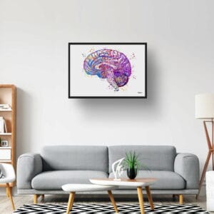 Brain (Side View) Anatomy Wall Art Print Watercolour Human Neurology Medical Doctor Office Clinic Framed Painting - Image 6