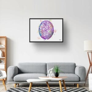 Brain (Top View) AnatomyWall Art Print Watercolour Human Neurology Medical Doctor Office Clinic Framed Painting - Image 6
