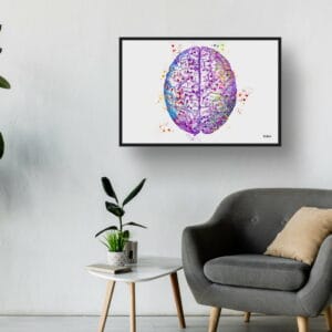Brain (Top View) AnatomyWall Art Print Watercolour Human Neurology Medical Doctor Office Clinic Framed Painting - Image 7