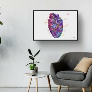 Heart Anatomy Wall Art Print Watercolour Cardiologist Medical Doctor Office Clinic Framed Painting - Image 7