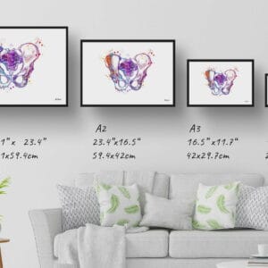 Pelvis Anatomy Wall Art Print Watercolour Hip Bone Medical Doctor Office Clinic Framed Painting - Image 8