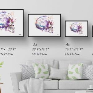 medical splash skull print size comparison