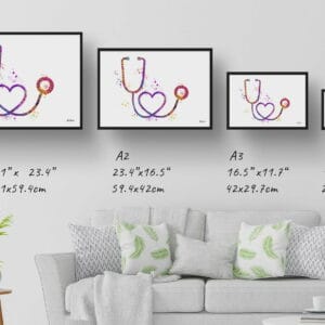 medical splash stethoscope print size comparison