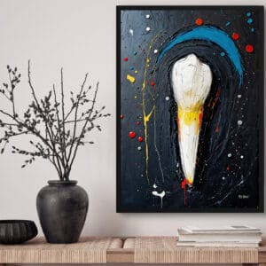 dental abstract expressionism canine front view lifestyle