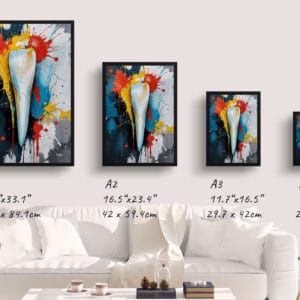 dental abstract expressionism incisor print size comparison