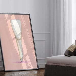 dental whimsical minimalism pink incisor angle view